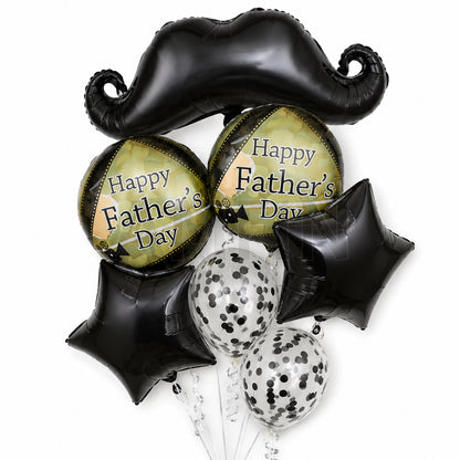 AMFIN [Elite Bunch Series] Father's Day Moustache Balloon Bouquet V6 - Pack of 7