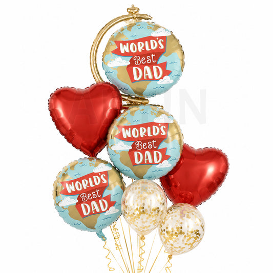 AMFIN [Elite Bunch Series] Father's Day Globe Balloon Bouquet V3 - Pack of 7