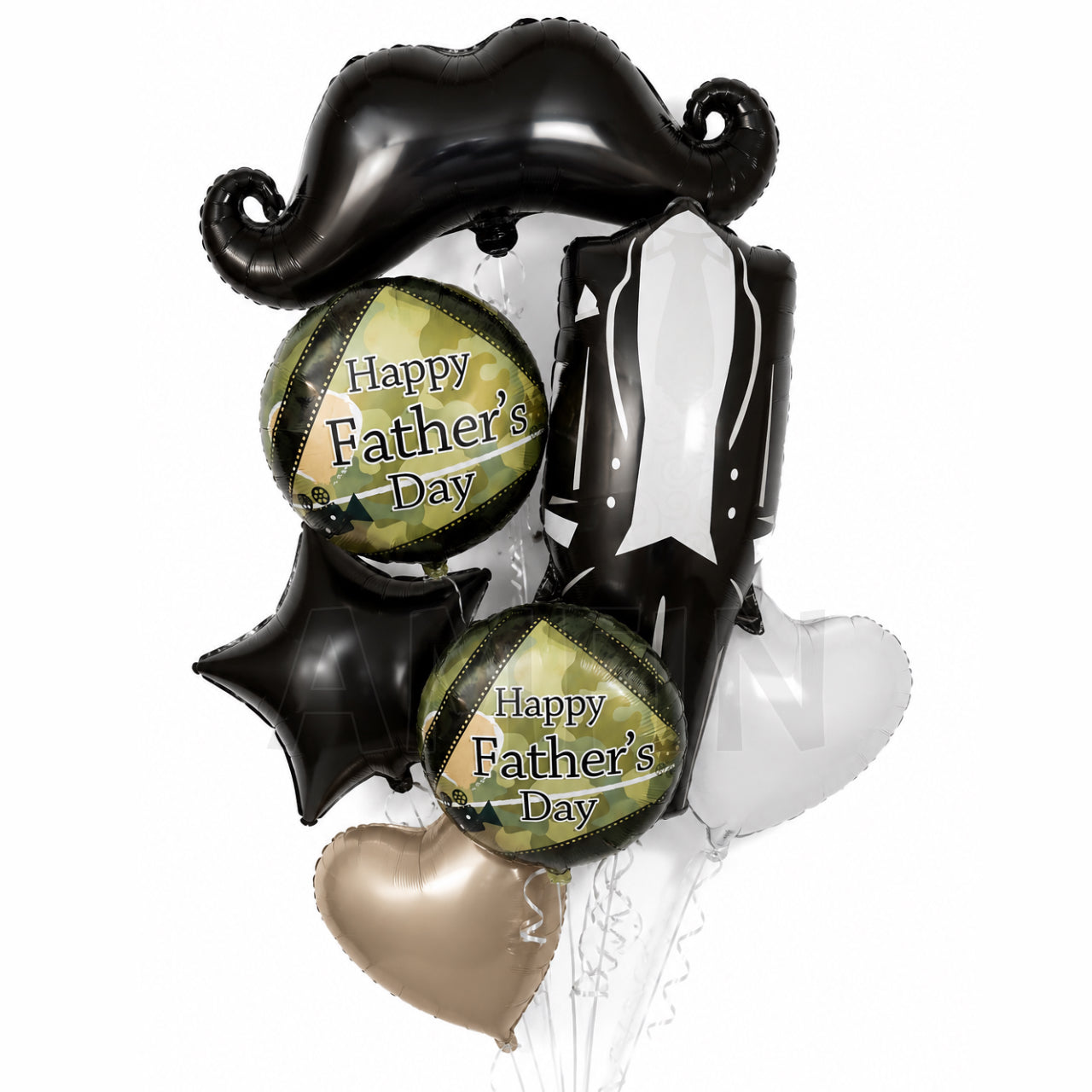 AMFIN [Signature Bunch Series] Father’s Day Moustache & Tuxedo Suit Balloon Bouquet V6 - Pack of 7