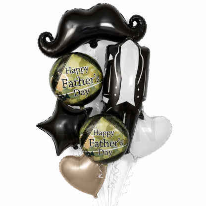 AMFIN [Signature Bunch Series] Father’s Day Moustache & Tuxedo Suit Balloon Bouquet V6 - Pack of 7