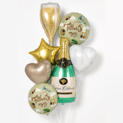 AMFIN [Signature Bunch Series] Father’s Day Balloon Champagne Bottle  Bouquet V5 - Pack of 7