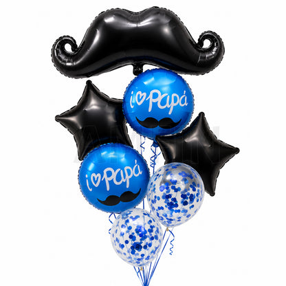 AMFIN [Elite Bunch Series] Father's Day Moustache Balloon Bouquet V4 - Pack of 7