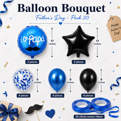 AMFIN [Classic Bunch Series] Father's Day Celebration Balloons Bouquet V4 - Pack of 20