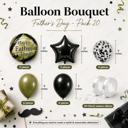 AMFIN [Classic Bunch Series] Father's Day Celebration Balloons Bouquet V6 - Pack of 20