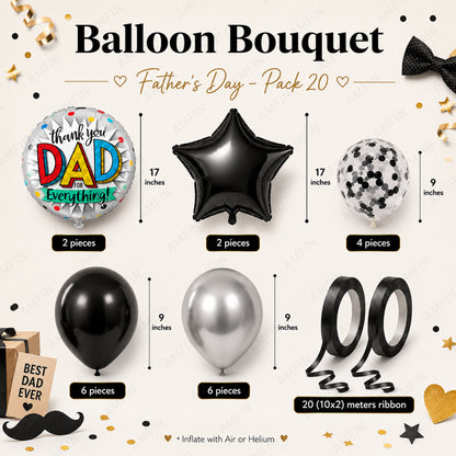 AMFIN [Classic Bunch Series] Father's Day Celebration Balloons Bouquet V2 - Pack of 20