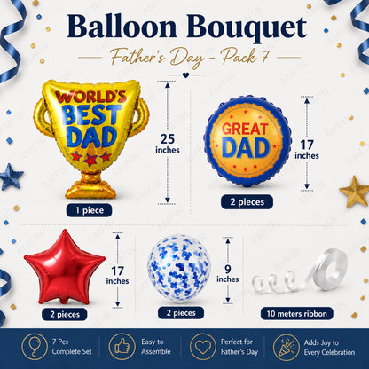 AMFIN [Elite Bunch Series] Father's Day Trophy Balloon Bouquet V1 - Pack of 7