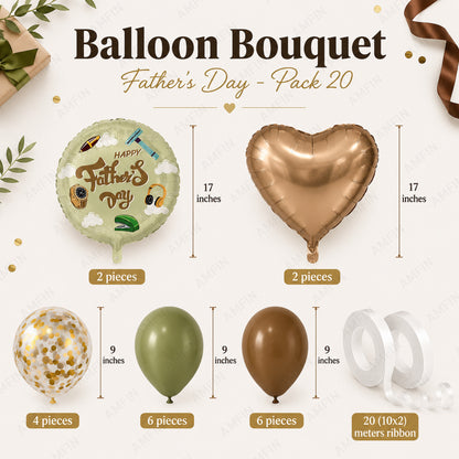 AMFIN [Classic Bunch Series] Father's Day Celebration Balloons Bouquet V5 - Pack of 20