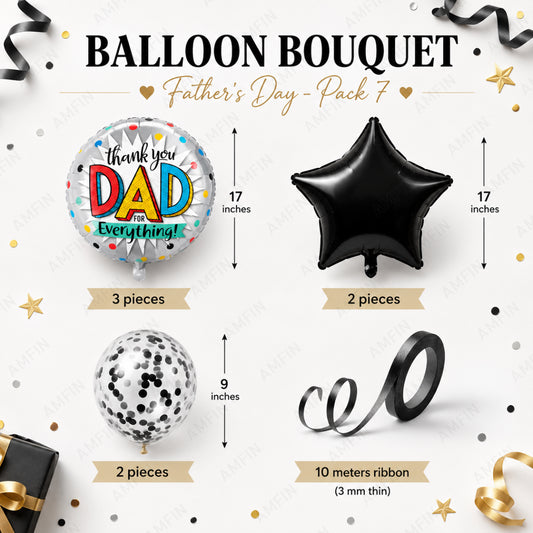 AMFIN [Elite Bunch Series] Father's Day Balloon Bouquet V2 - Pack of 7
