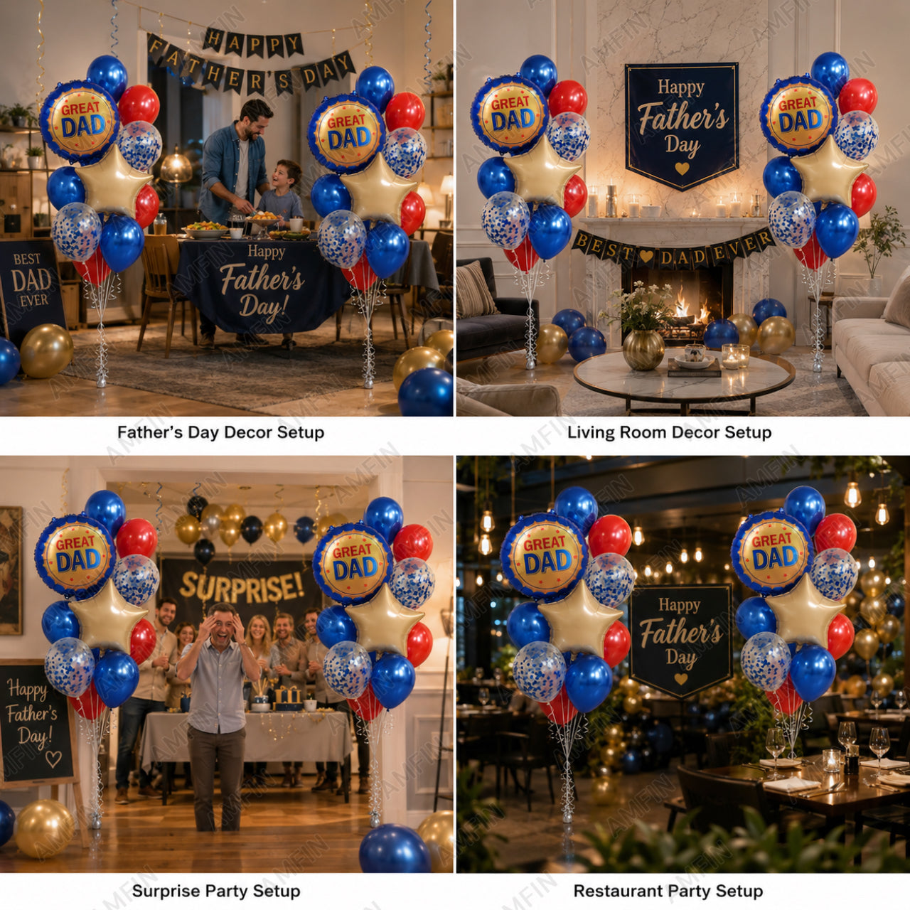 AMFIN [Classic Bunch Series] Father's Day Celebration Balloons Bouquet V1 - Pack of 20
