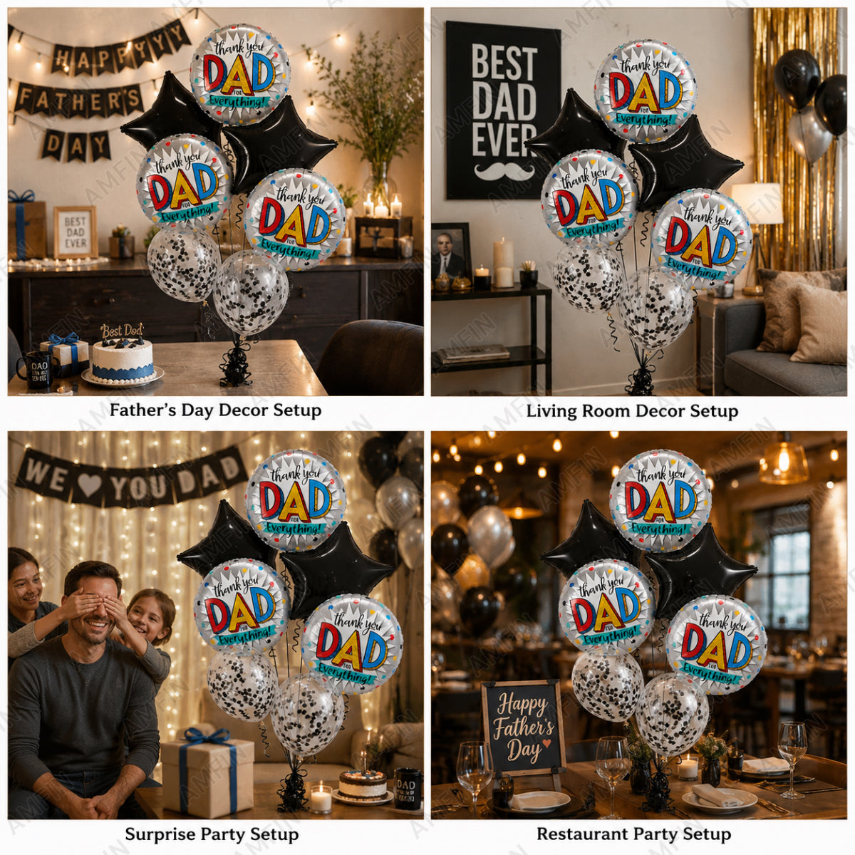 AMFIN [Elite Bunch Series] Father's Day Balloon Bouquet V2 - Pack of 7