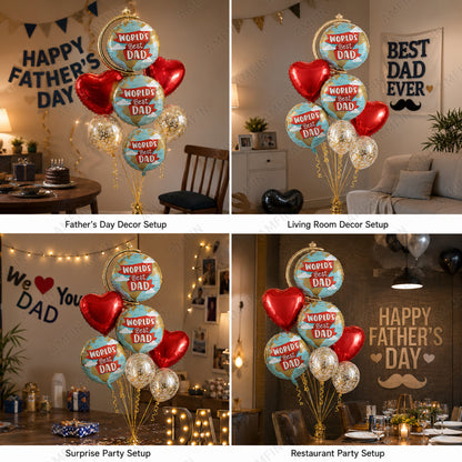 AMFIN [Elite Bunch Series] Father's Day Globe Balloon Bouquet V3 - Pack of 7
