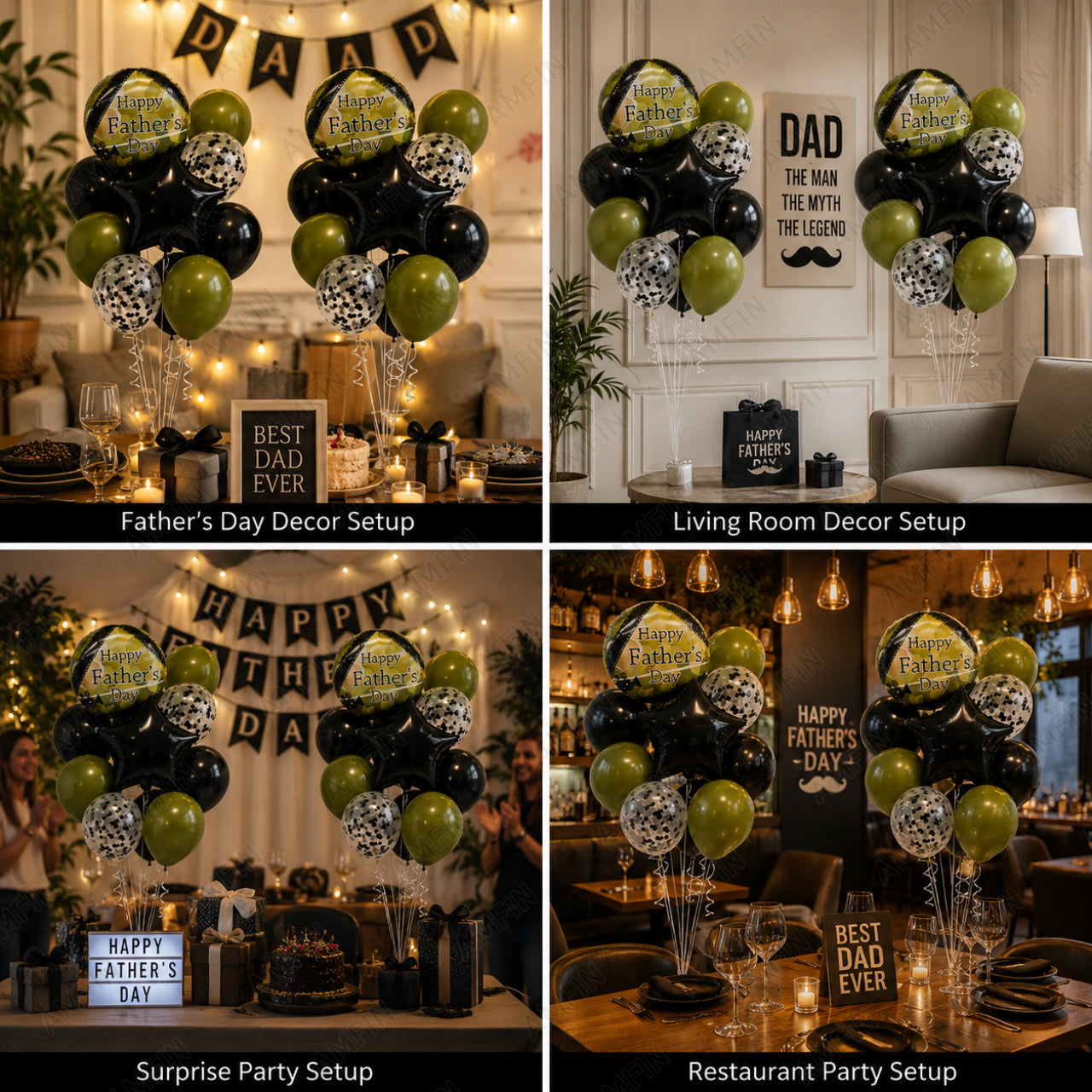 AMFIN [Classic Bunch Series] Father's Day Celebration Balloons Bouquet V6 - Pack of 20