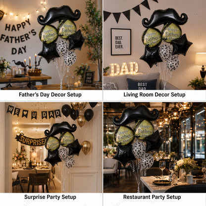 AMFIN [Elite Bunch Series] Father's Day Moustache Balloon Bouquet V6 - Pack of 7