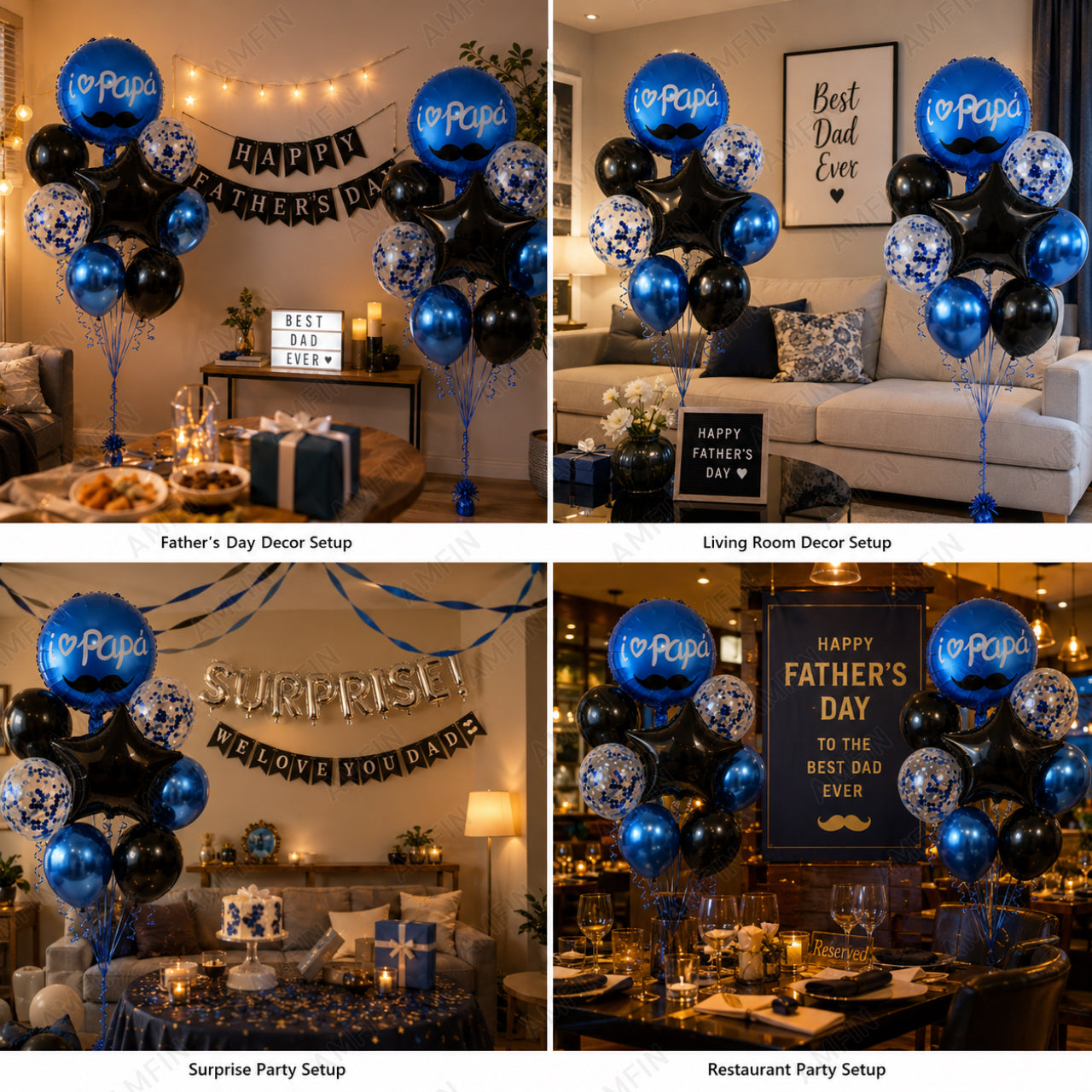 AMFIN [Classic Bunch Series] Father's Day Celebration Balloons Bouquet V4 - Pack of 20