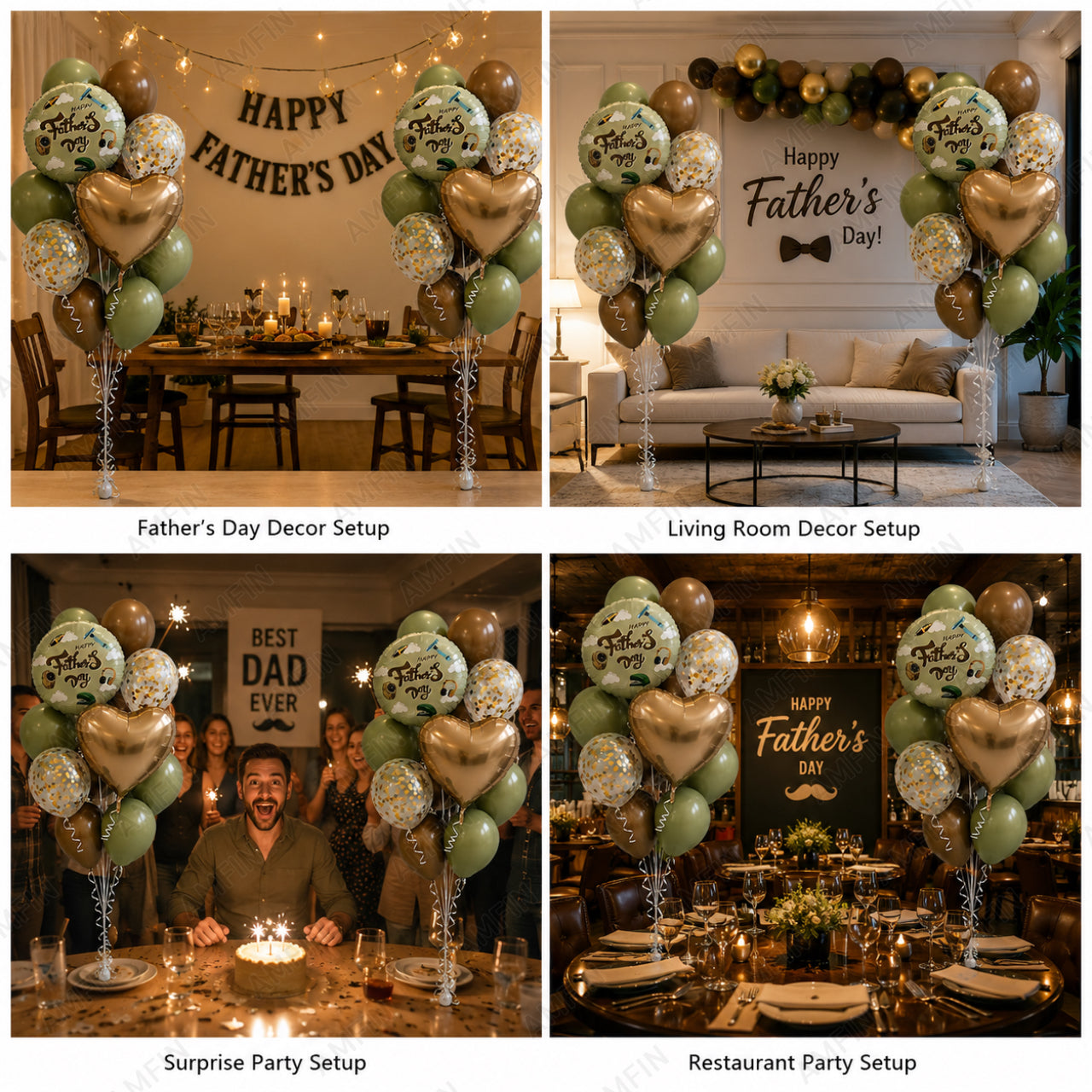 AMFIN [Classic Bunch Series] Father's Day Celebration Balloons Bouquet V5 - Pack of 20
