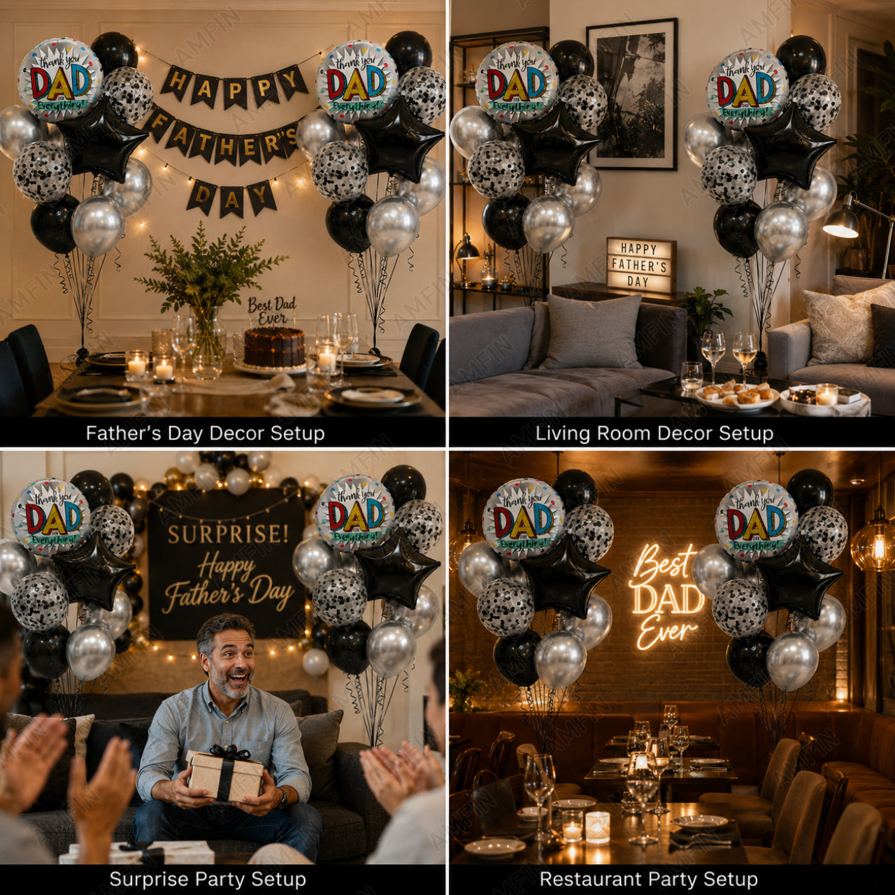 AMFIN [Classic Bunch Series] Father's Day Celebration Balloons Bouquet V2 - Pack of 20