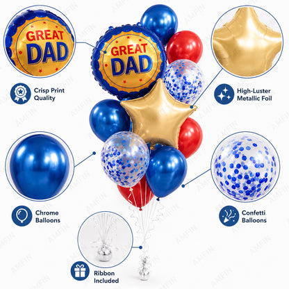 AMFIN [Classic Bunch Series] Father's Day Celebration Balloons Bouquet V1 - Pack of 20