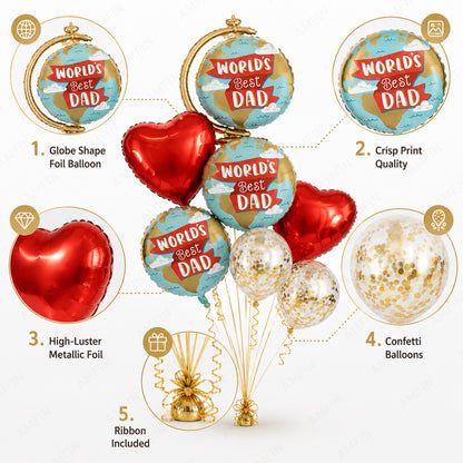 AMFIN [Elite Bunch Series] Father's Day Globe Balloon Bouquet V3 - Pack of 7