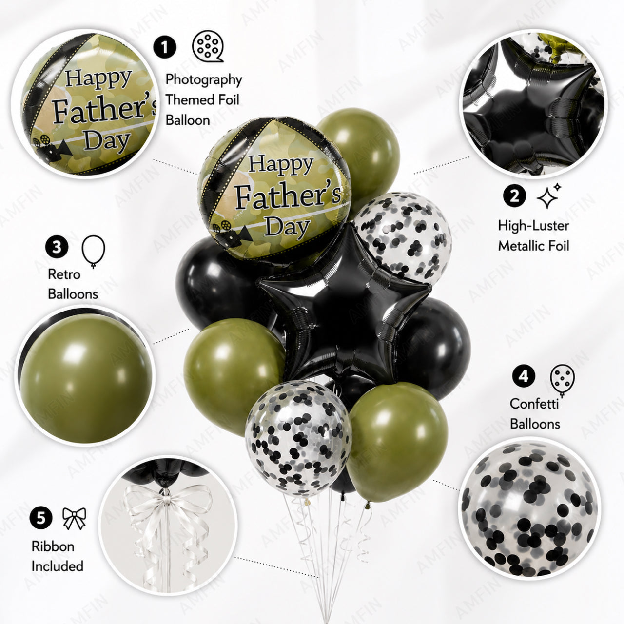 AMFIN [Classic Bunch Series] Father's Day Celebration Balloons Bouquet V6 - Pack of 20