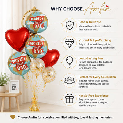 AMFIN [Elite Bunch Series] Father's Day Globe Balloon Bouquet V3 - Pack of 7