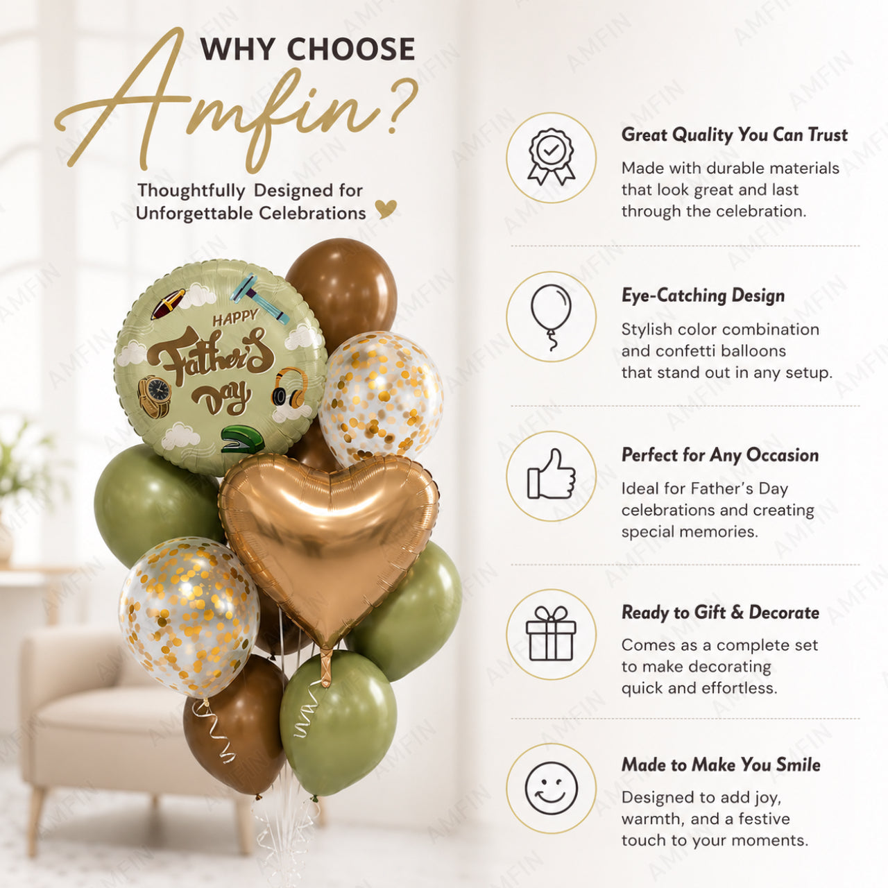 AMFIN [Classic Bunch Series] Father's Day Celebration Balloons Bouquet V5 - Pack of 20