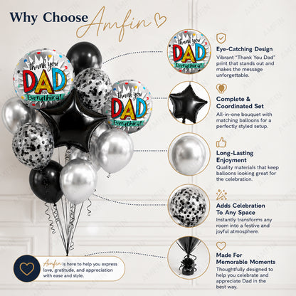 AMFIN [Classic Bunch Series] Father's Day Celebration Balloons Bouquet V2 - Pack of 20