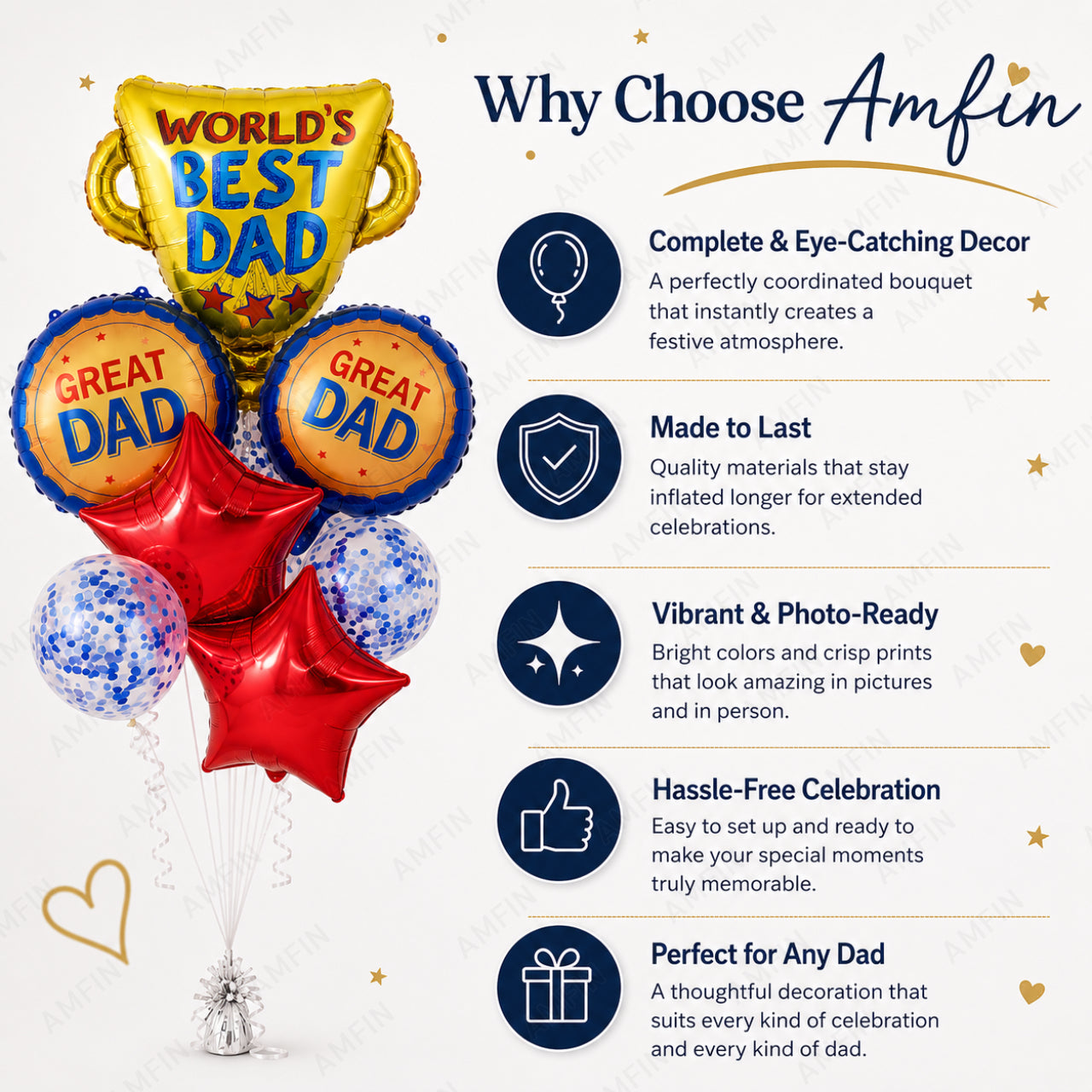 AMFIN [Elite Bunch Series] Father's Day Trophy Balloon Bouquet V1 - Pack of 7