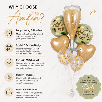 AMFIN [Elite Bunch Series] Father's Day Champagne Glass Balloon Bouquet V5 - Pack of 7