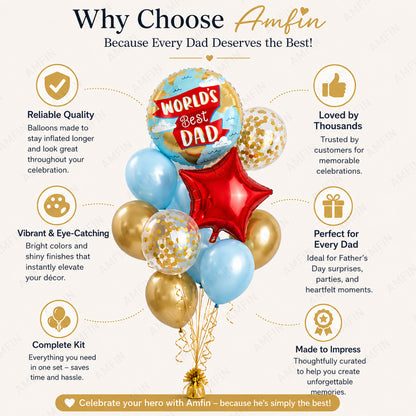 AMFIN [Classic Bunch Series] Father's Day Celebration Balloons Bouquet V3 - Pack of 20