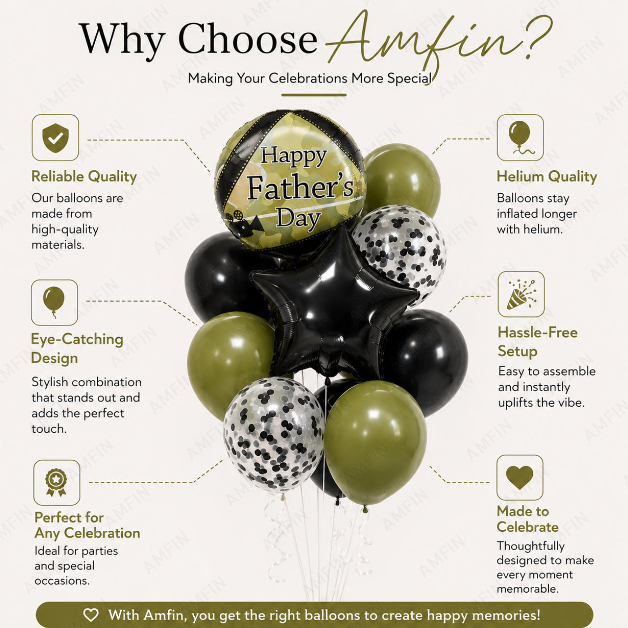 AMFIN [Classic Bunch Series] Father's Day Celebration Balloons Bouquet V6 - Pack of 20