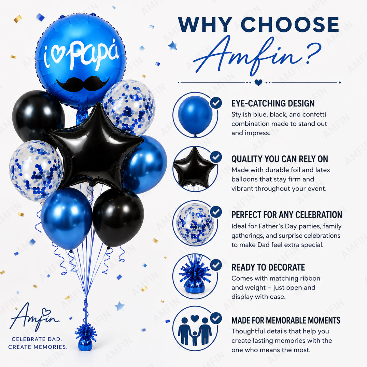 AMFIN [Classic Bunch Series] Father's Day Celebration Balloons Bouquet V4 - Pack of 20