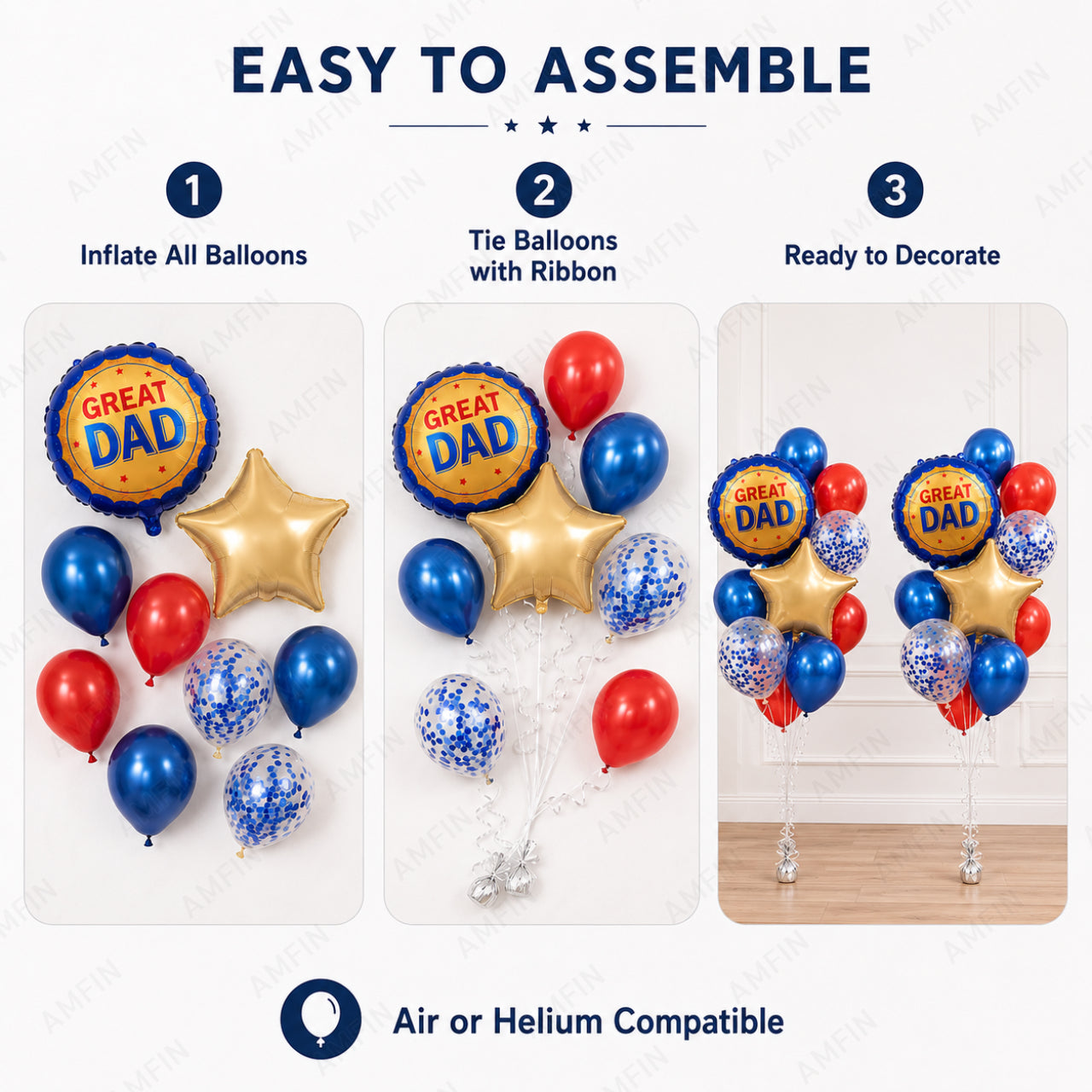 AMFIN [Classic Bunch Series] Father's Day Celebration Balloons Bouquet V1 - Pack of 20
