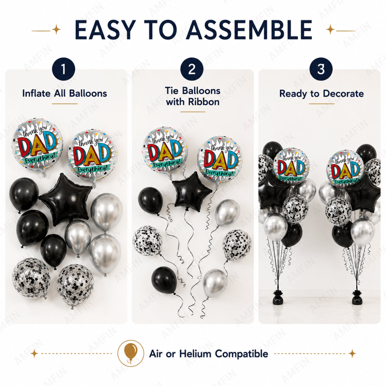 AMFIN [Classic Bunch Series] Father's Day Celebration Balloons Bouquet V2 - Pack of 20