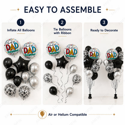 AMFIN [Classic Bunch Series] Father's Day Celebration Balloons Bouquet V2 - Pack of 20