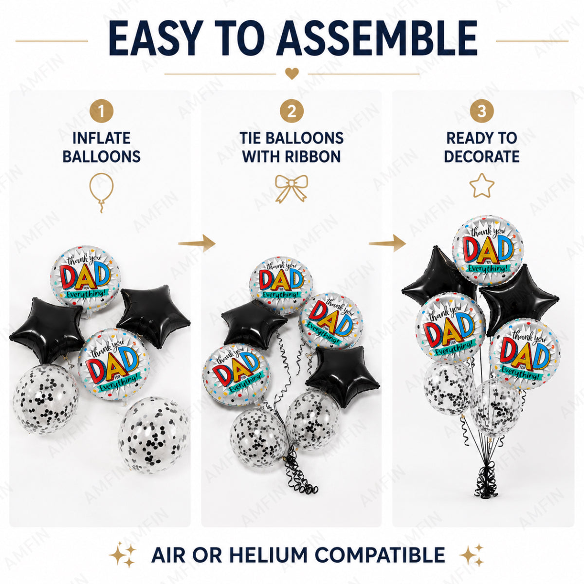 AMFIN [Elite Bunch Series] Father's Day Balloon Bouquet V2 - Pack of 7