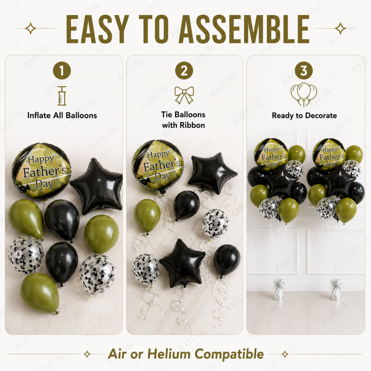 AMFIN [Classic Bunch Series] Father's Day Celebration Balloons Bouquet V6 - Pack of 20