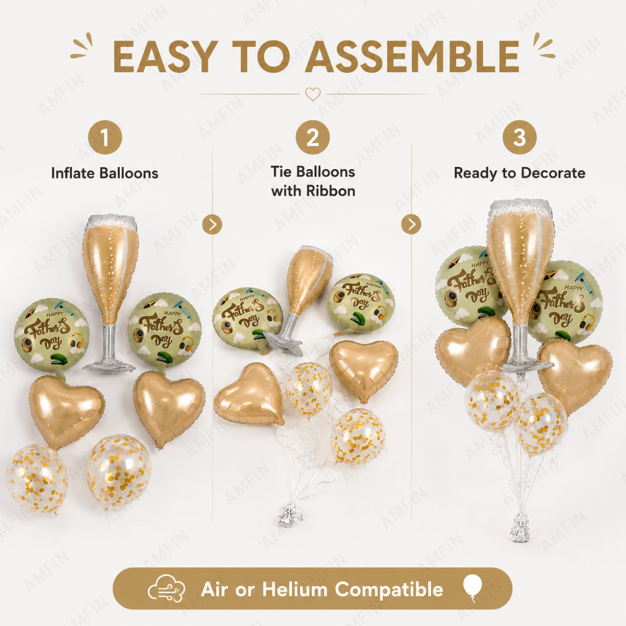AMFIN [Elite Bunch Series] Father's Day Champagne Glass Balloon Bouquet V5 - Pack of 7