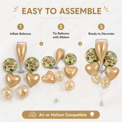 AMFIN [Elite Bunch Series] Father's Day Champagne Glass Balloon Bouquet V5 - Pack of 7