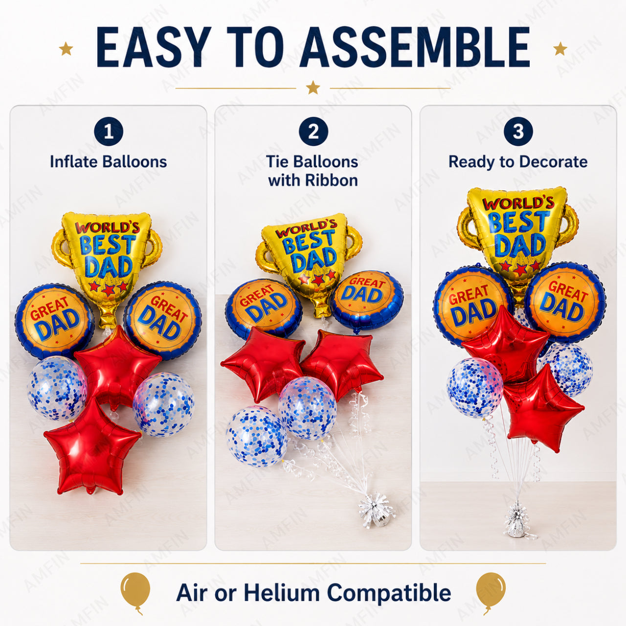 AMFIN [Elite Bunch Series] Father's Day Trophy Balloon Bouquet V1 - Pack of 7